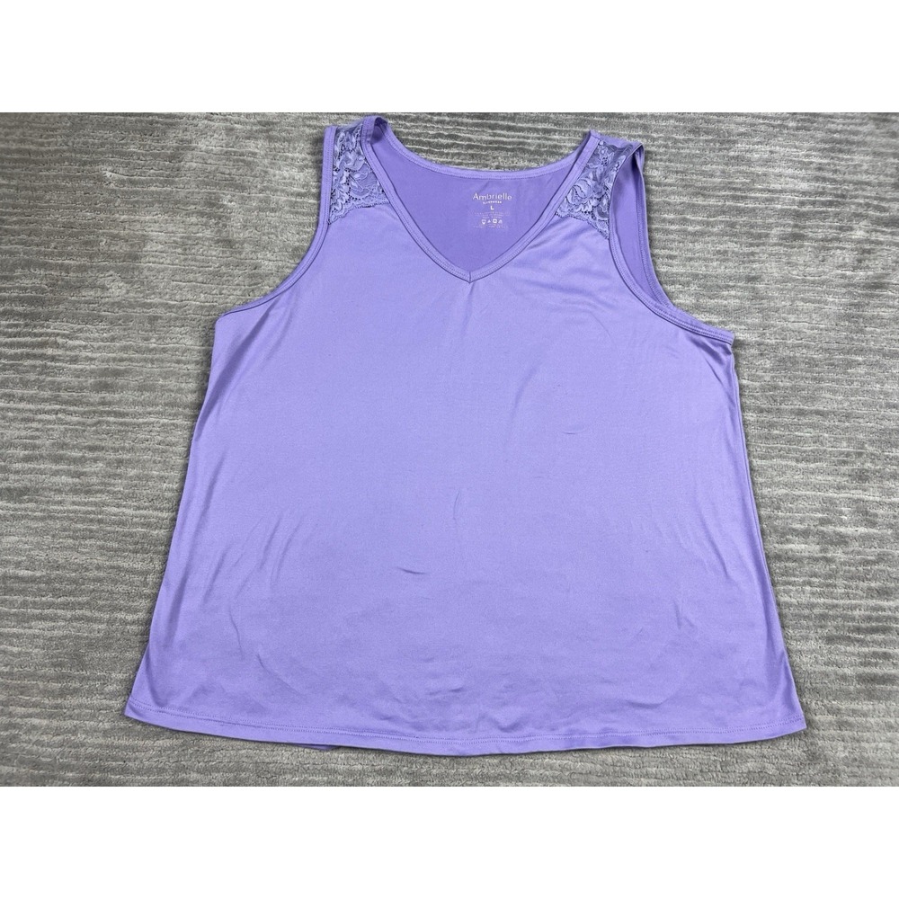 Ambrielle Sleepwear Top Womens Large Purple Sleeveless Polyester Blend